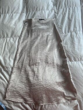 Zara Metallic Satin A-Line Skirt